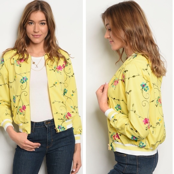 Floral Embroidery Bomber Jacket NEW - Picture 2 of 2